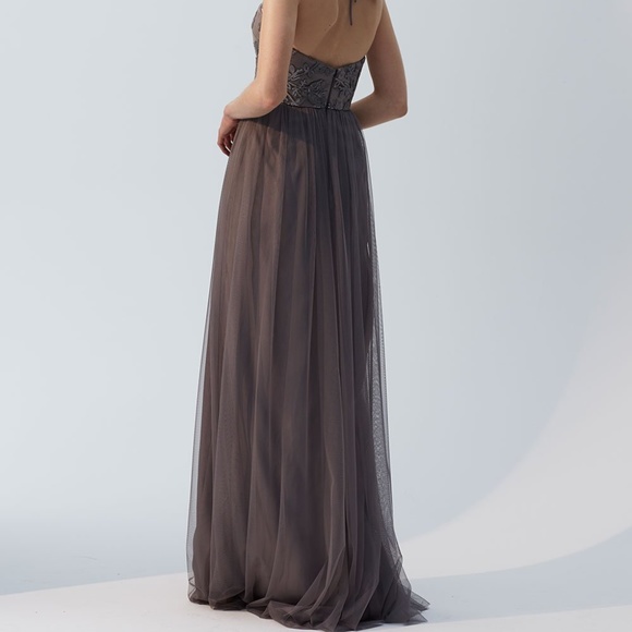 Amsale Sheridan Bridesmaid Dress - Gunmetal (grey) - Picture 2 of 3